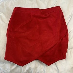 Red suede skort